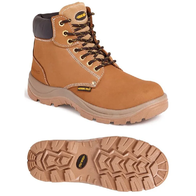 Men's waterproof steel - toe work & safety boots for wet environmentsSterling Steel SS819CM Wheat Nubuck Leather Lightweight Safety Boot S3