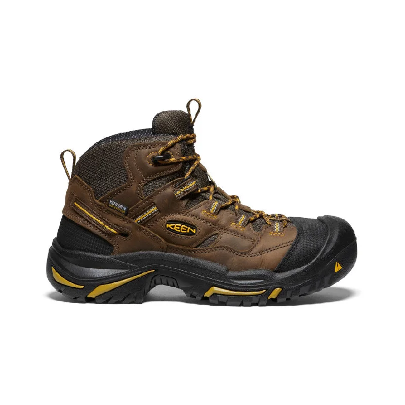 Men's water - repellent leather work & safety boots for outdoor workMen's Braddock Waterproof Mid (Steel Toe)  |  Cascade Brown/Tawny Olive