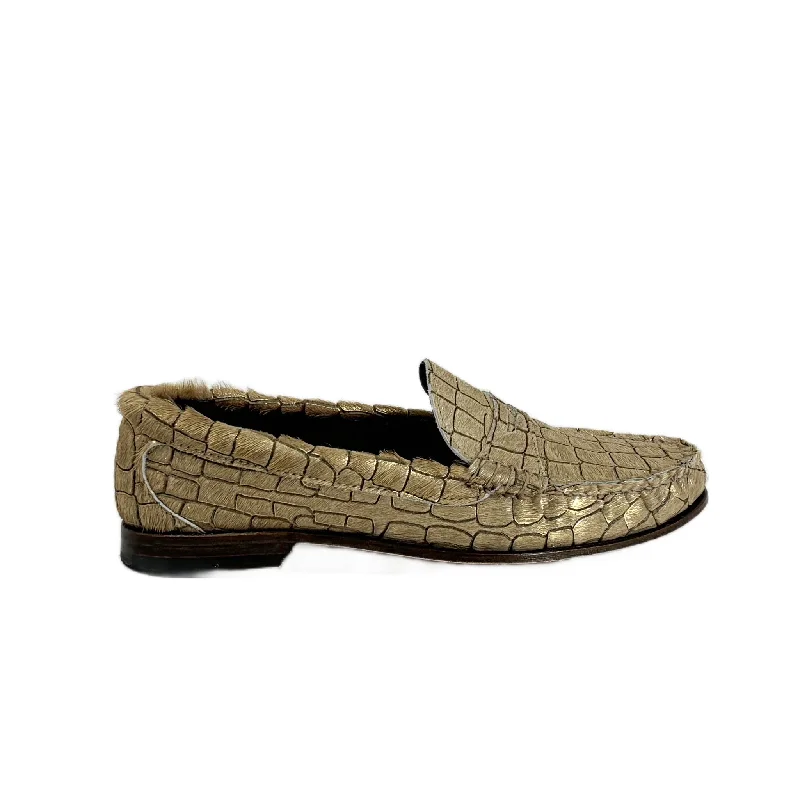 Men's loafers with a moc - toe design Men's loafers with a moc - toe design KKB Penny Loafer: Gold Hair-On Leather