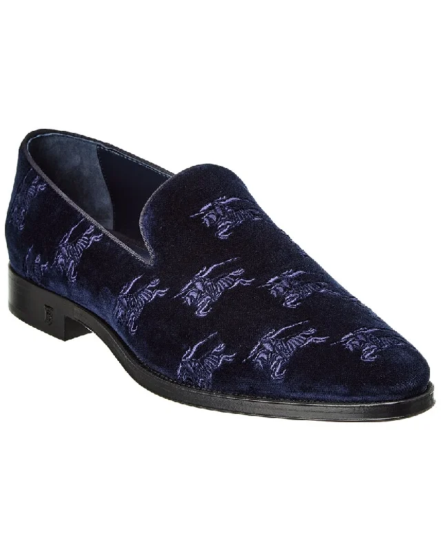 Men's loafers with a moc - toe design Men's loafers with a moc - toe design Burberry EKD Embroidered Velvet Loafer