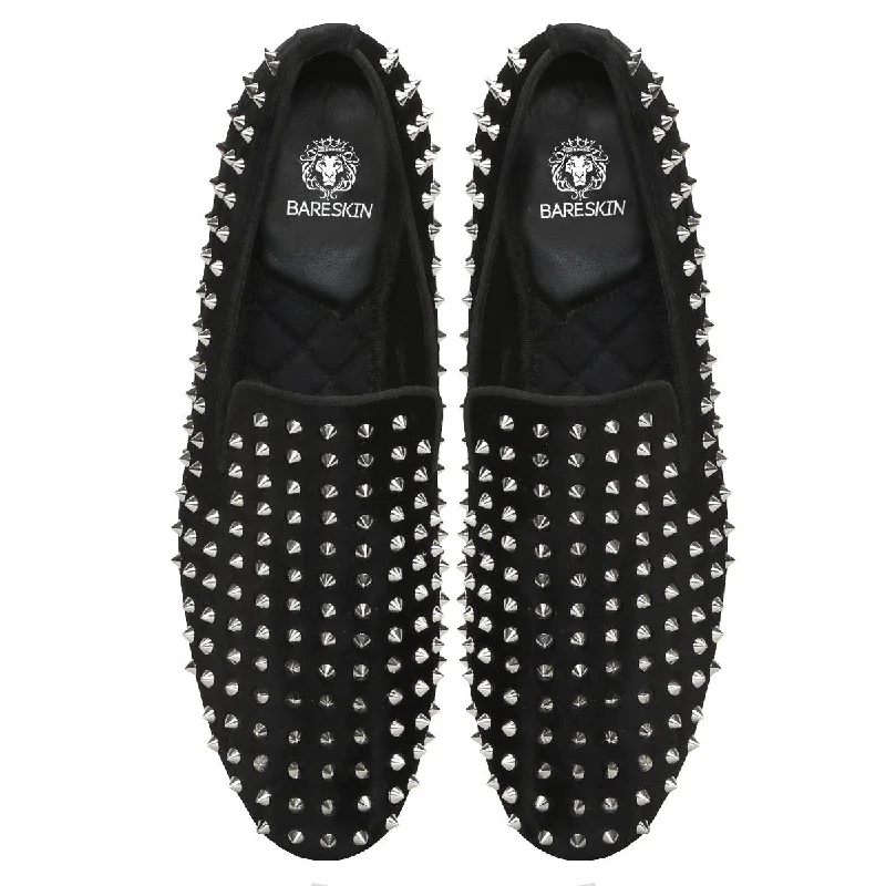 Men's loafers with a tassel front for a classic look Men's loafers with a tassel front for a classic look Shiny Nickle Stud Black Velvet Slip-Ons
