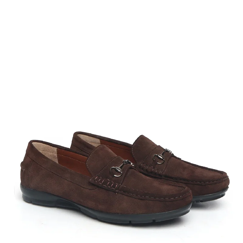 Men's loafers with a removable insole for cleaning Men's loafers with a removable insole for cleaning Dark Brown Suede Leather Horse-bit Loafers By Brune & Bareskin