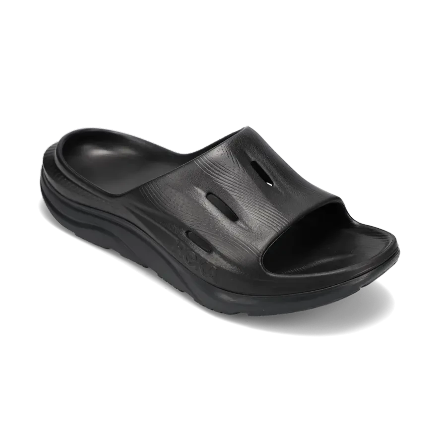 Men's sandals with a perforated leather upper for ventilation Men's sandals with a perforated leather upper for ventilation Men's Ora Recovery Slide 3 Black