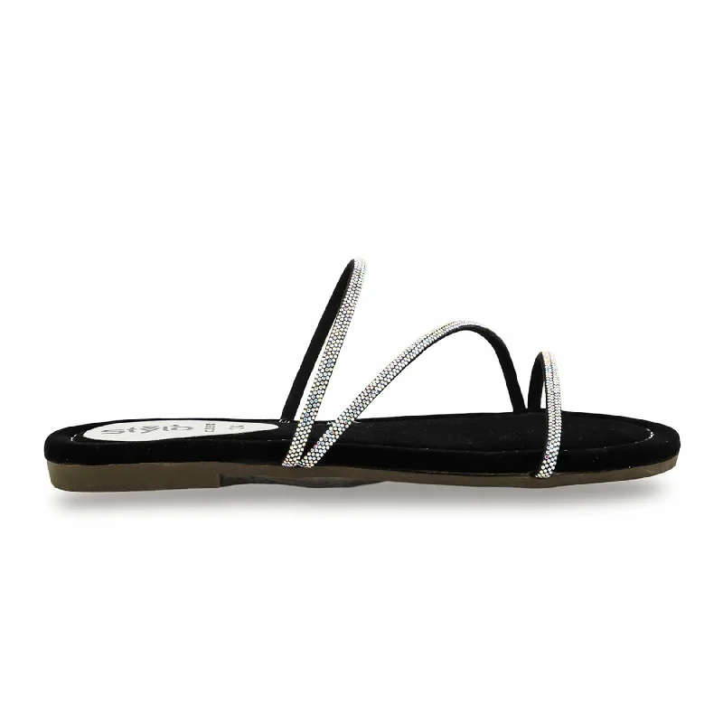 Men's slippers with a decorative pom - pom or tassel Black Casual Women Slipper CL1958