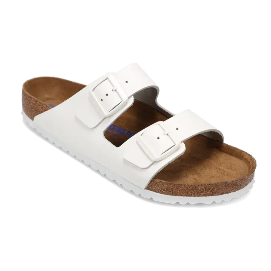 Men's sandals with a perforated leather upper for ventilation Men's sandals with a perforated leather upper for ventilation Men's Arizona Soft Footbed White Leather