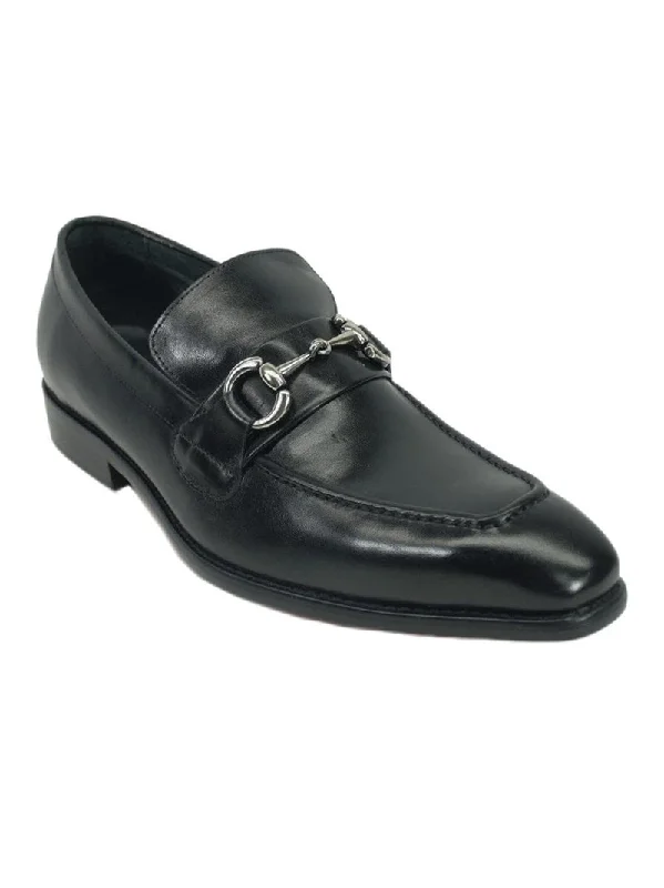 Men's loafers with a removable insole for cleaning Men's loafers with a removable insole for cleaning Carrucci KS478-02 Slip On Loafer Apron Toe Leather Shoe - Black