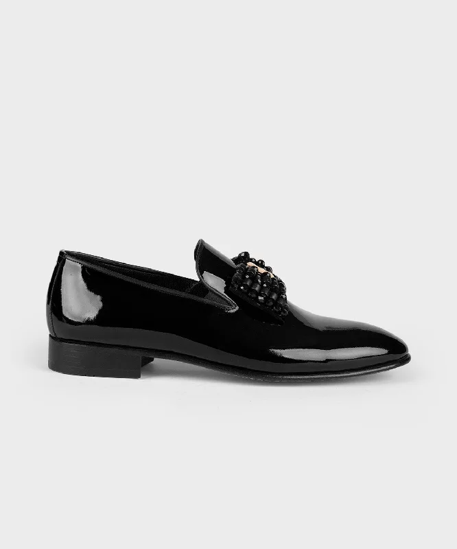 Men's loafers with a moc - toe design Men's loafers with a moc - toe design Black Patent Loafers