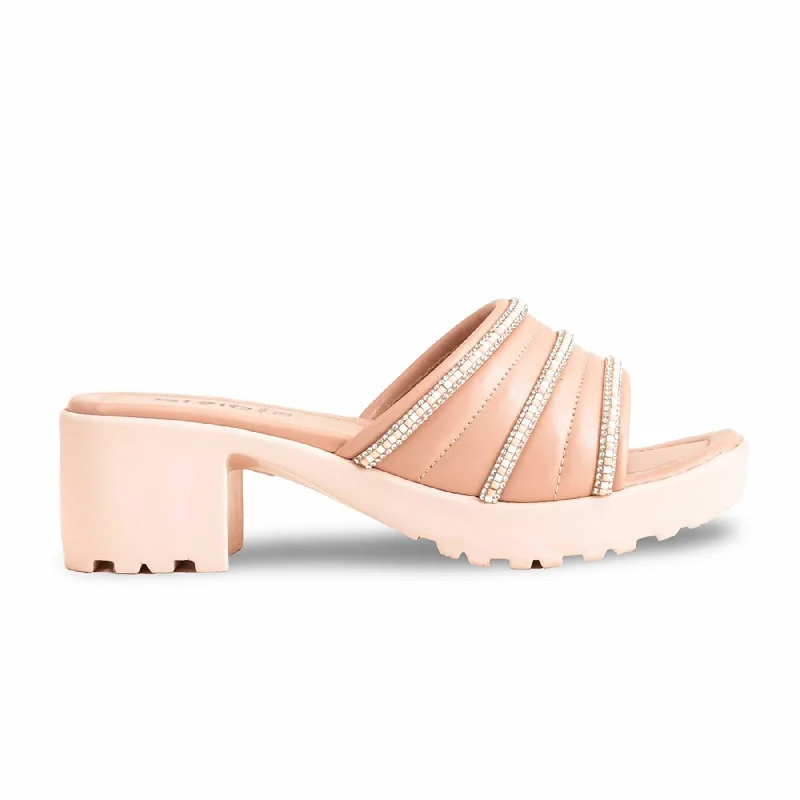 Men's slippers with a stretchy side panel for a better fit Pink Formal Slipper PU0496