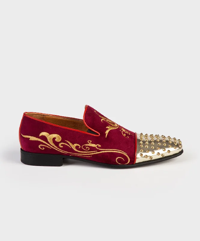 Men's loafers with a pointed toe for a stylish appearance Men's loafers with a pointed toe for a stylish appearance Embroidered Red Loafers