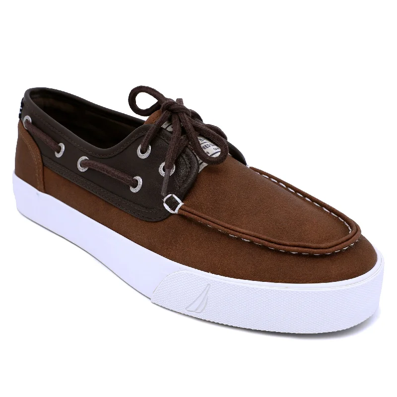Men's loafers with a perforated leather upper for ventilation Men's loafers with a perforated leather upper for ventilation Nautica Spinnaker Mixed-Media Boat Shoe