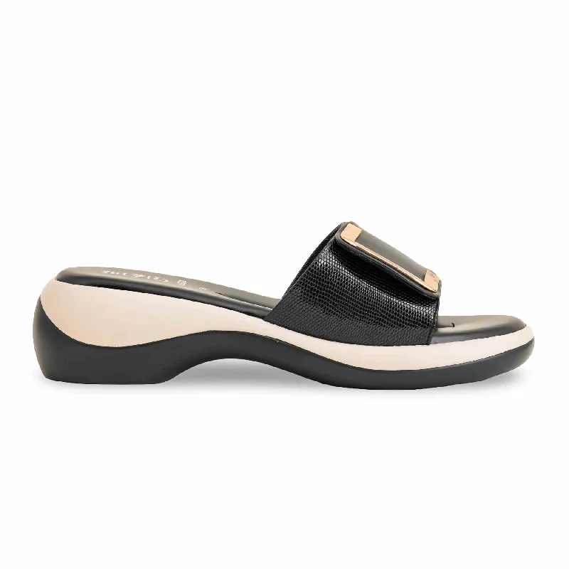 Men's slippers with a breathable fabric upper Black Formal Slipper PU0528