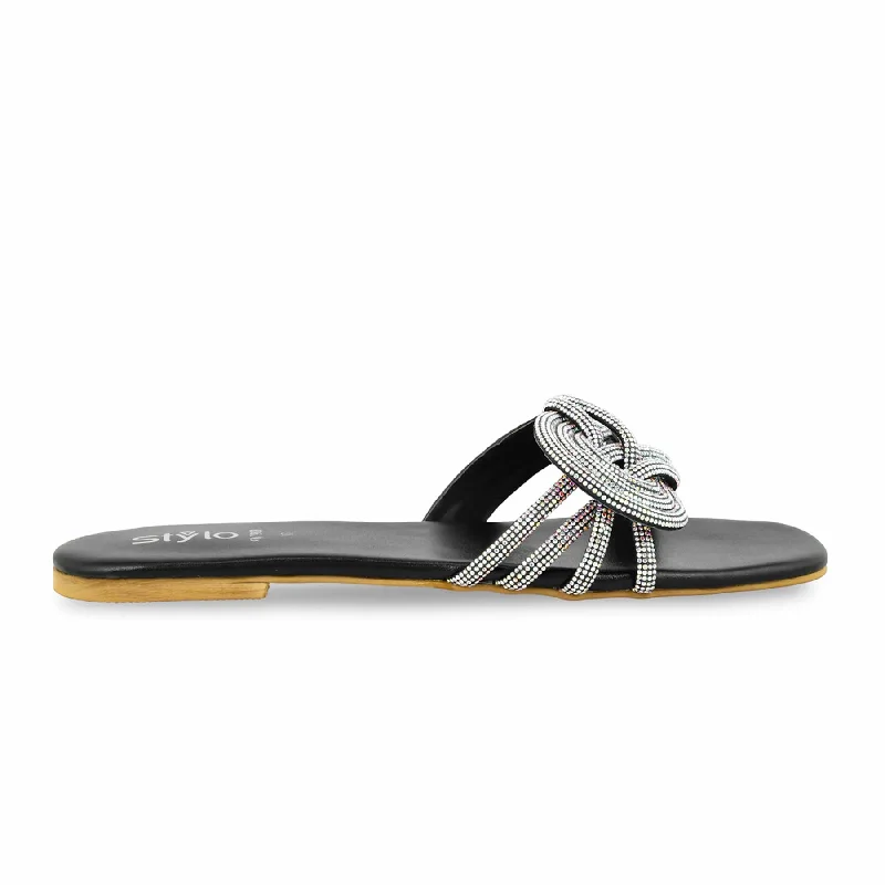 Men's slippers with a pointed toe for a stylish appearance Black Fancy Women Slipper FN7908