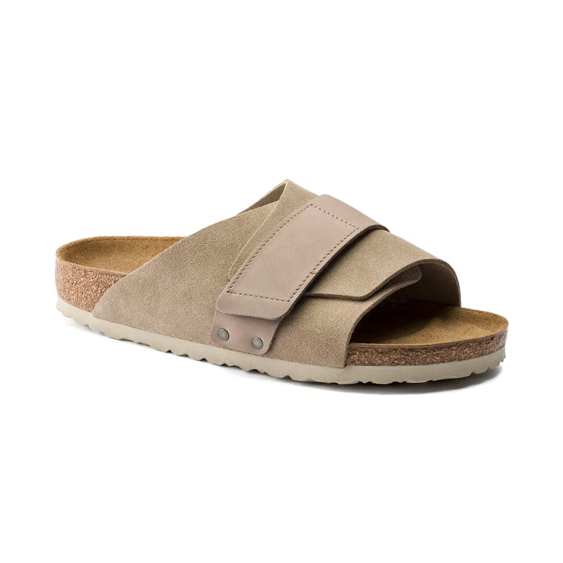 Men's sandals with a contrast stitching detail Men's sandals with a contrast stitching detail Men's Kyoto Taupe Suede