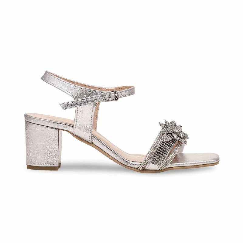Men's sandals with a rubber sole for traction Men's sandals with a rubber sole for traction Silver Fancy Block Heel Sandal FN5912
