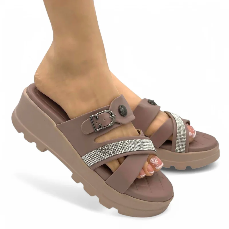 Men's slippers with a padded collar for comfort M064 wedge slipper
