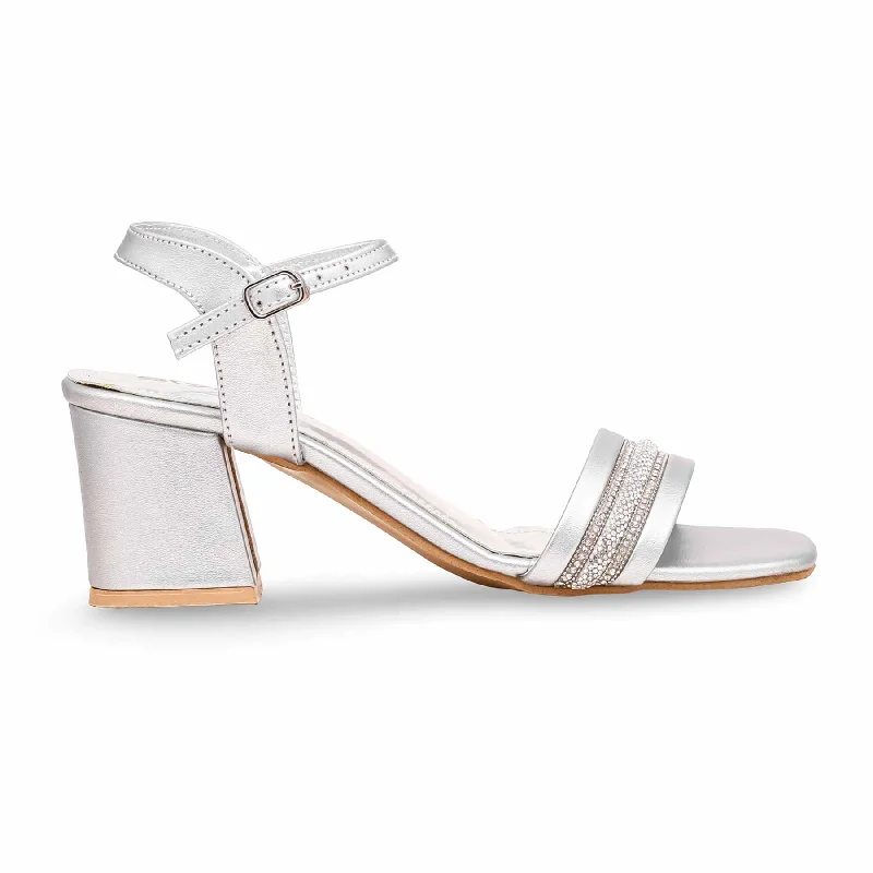 Men's sandals with a padded heel Men's sandals with a padded heel Silver Block Heel Sandal FN6048