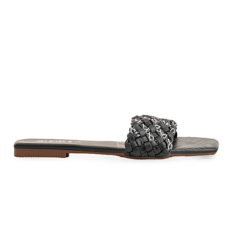 Men's slippers with a Velcro closure for easy on and off Black Casual Slipper CL1991