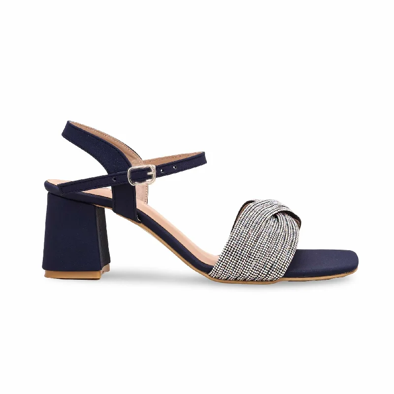 Men's sandals with a decorative buckle or charm Men's sandals with a decorative buckle or charm Blue Fancy Block Heel Sandal FN6009