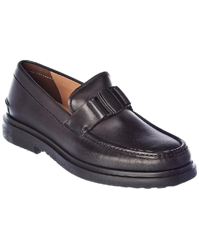 Men's loafers with a perforated leather upper for ventilation Men's loafers with a perforated leather upper for ventilation Salvatore Ferragamo Vara Ornament Leather Loafer