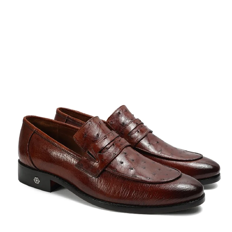 Men's loafers with a leather lining for comfort Men's loafers with a leather lining for comfort Espresso Quill Vamp with Smooth Sides Ostrich Leather Loafers