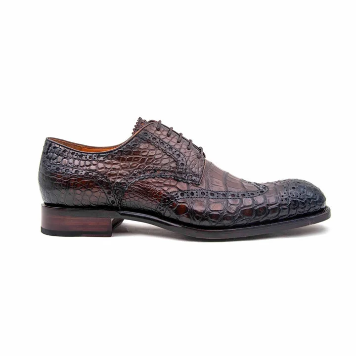 Men's formal shoes with a leather lining for breathability Men's formal shoes with a leather lining for breathability H and H Alligator Lace Up Shoes - Brown