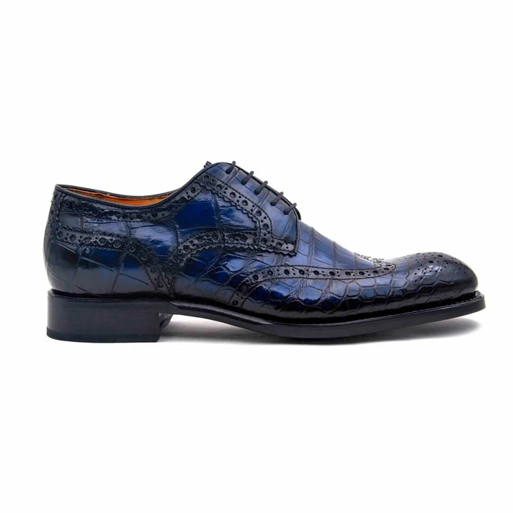 Men's formal shoes with a rubber heel cap for durability Men's formal shoes with a rubber heel cap for durability H and H Alligator Lace Up Shoes - Navy