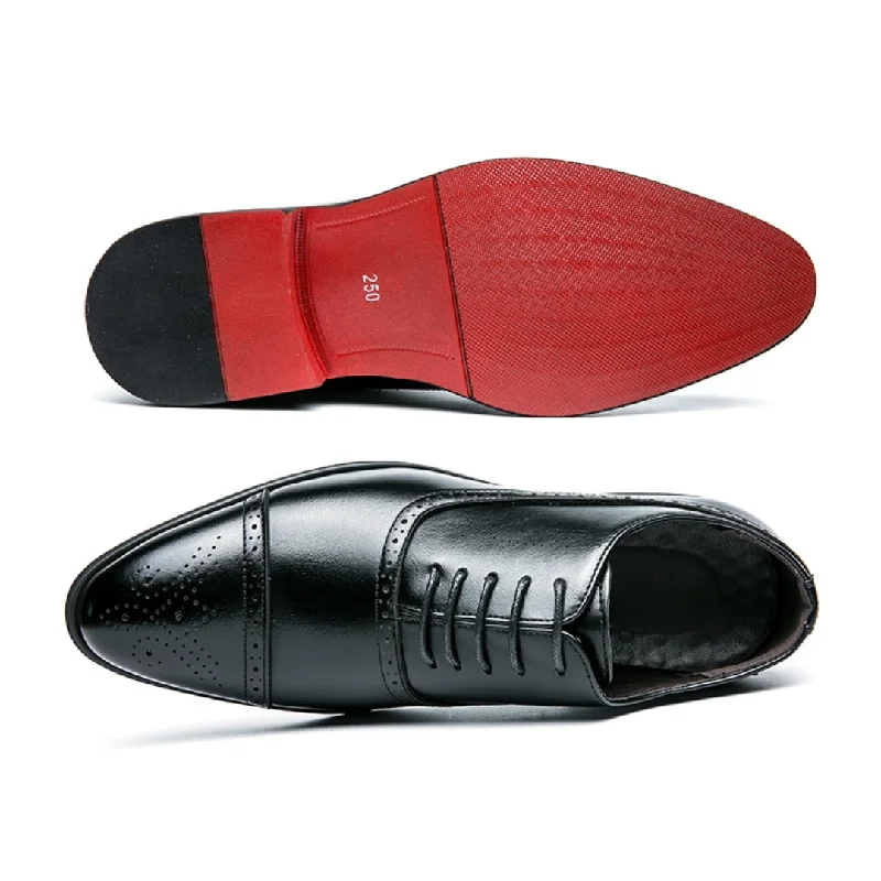 Men's formal shoes with a contrast stitching detail Men's formal shoes with a contrast stitching detail il Rosso -  Red bottom sole Leather Oxford dress shoes for men