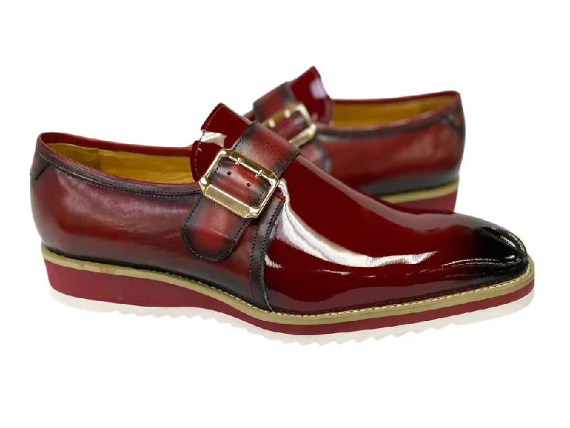 Men's formal shoes with a double monk strap Men's formal shoes with a double monk strap Gorgeous Patent Leather Slip on Monkstrap - Burgundy