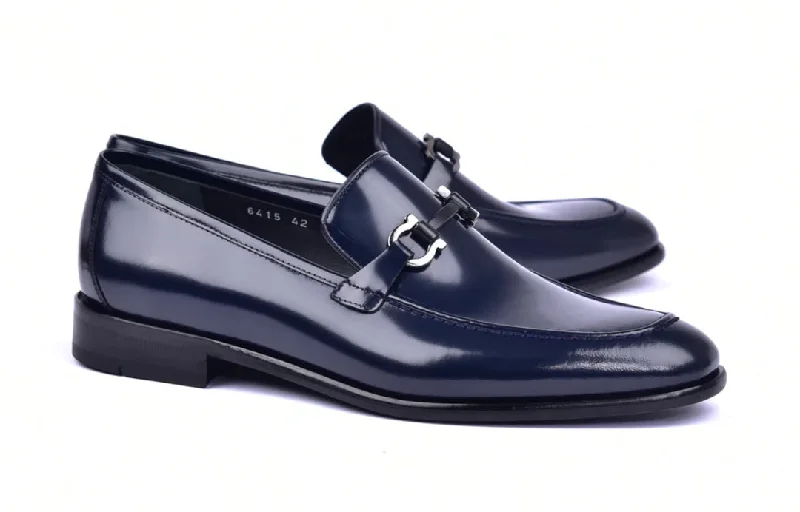 Men's formal shoes with a buckle closure Men's formal shoes with a buckle closure Corrente 6415 Calfskin slip-on Loafer  - Navy