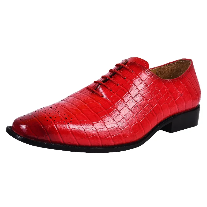 Men's formal shoes with a leather sole and heel Men's formal shoes with a leather sole and heel Walter Small Croco Leather Lace up Oxford Dress shoes