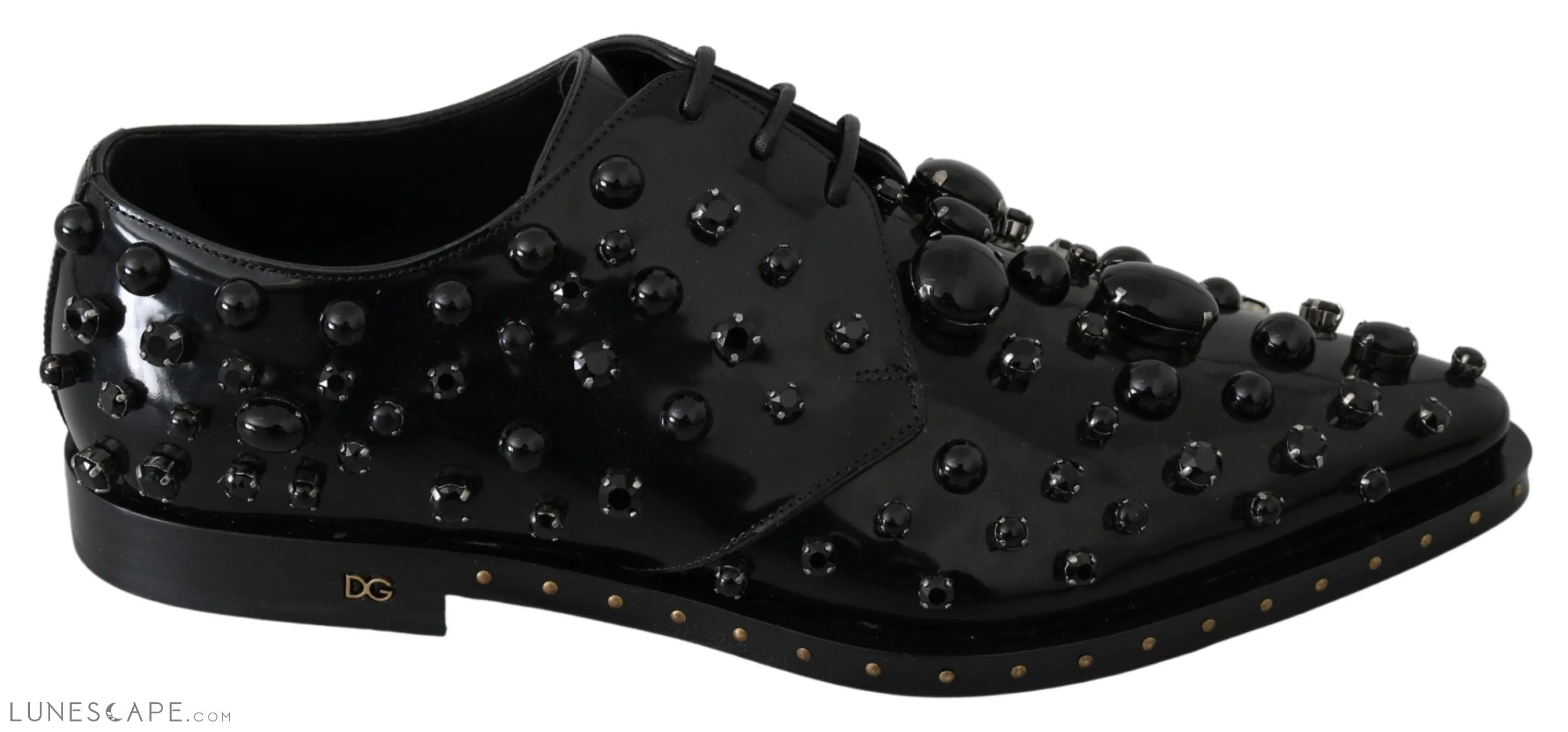 Men's formal shoes with a polished shine Men's formal shoes with a polished shine Dolce & Gabbana Elegant Black Crystal Leather Dress Shoes