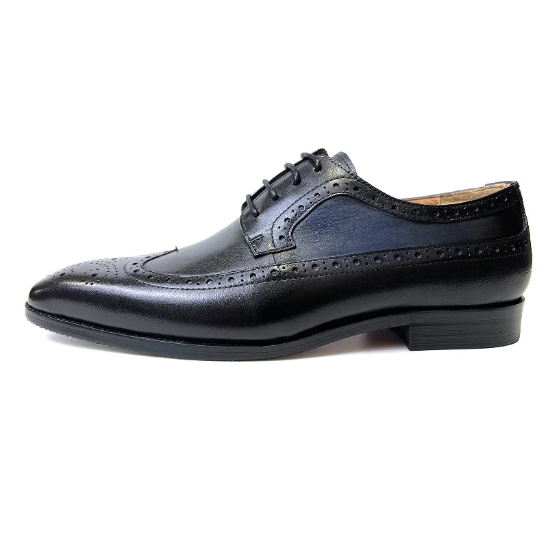 Men's formal shoes with a leather lining for breathability Men's formal shoes with a leather lining for breathability L'ITALIANO - Men's Luxurious Oxford Dress Shoes (Black with Blue shaded sides)