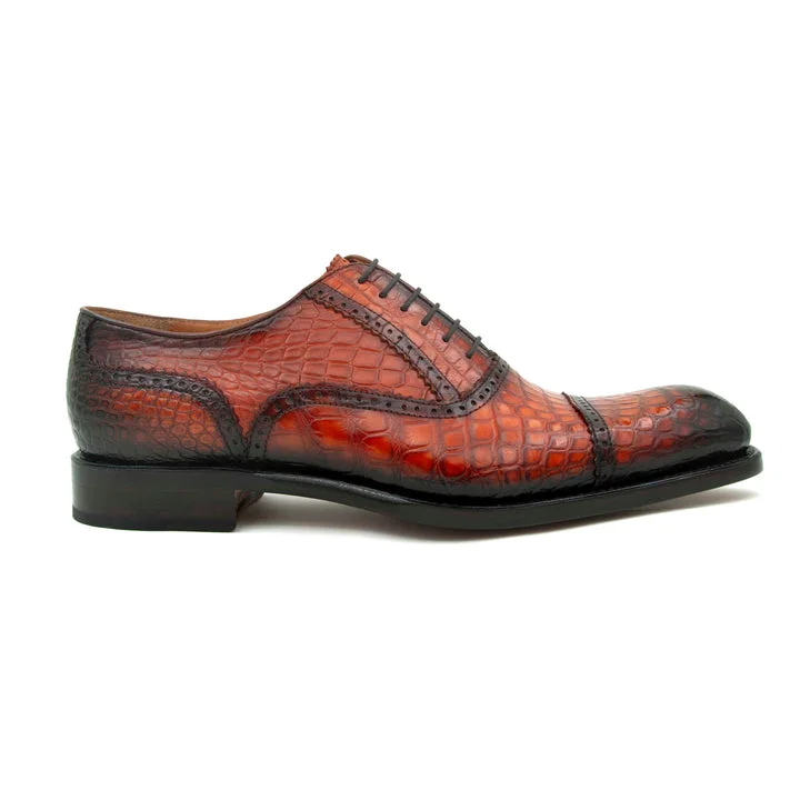 Men's formal shoes with a wingtip design Men's formal shoes with a wingtip design H and H Alligator Lace Up Shoes - Camel