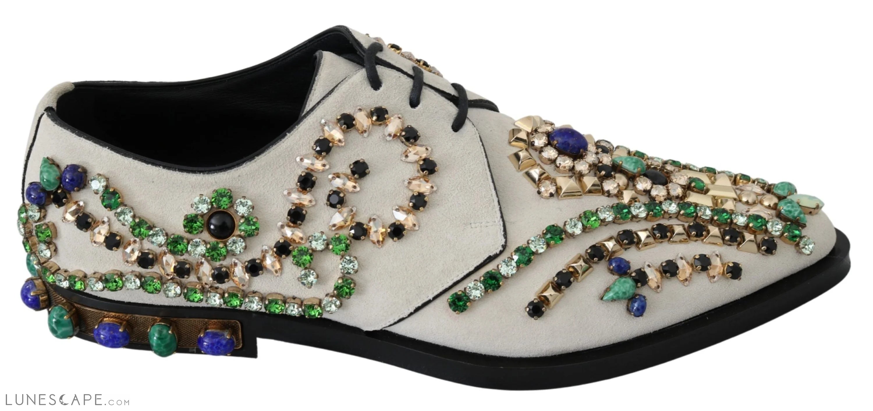 Men's formal shoes with a wingtip design Men's formal shoes with a wingtip design Dolce & Gabbana Elegant White Suede Dress Flats with Crystals