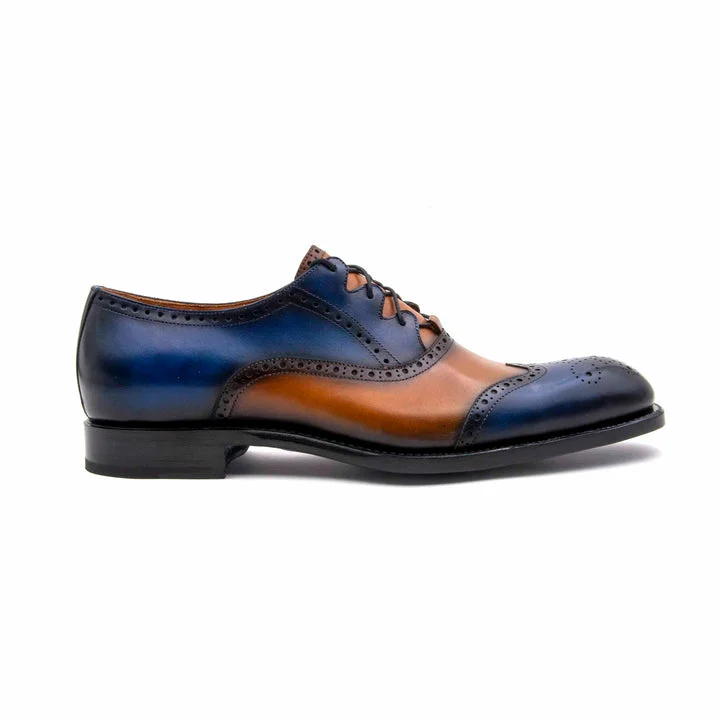 Men's formal shoes with a contrast stitching detail Men's formal shoes with a contrast stitching detail Stephen Lace Up Shoes - Navy/Caramel