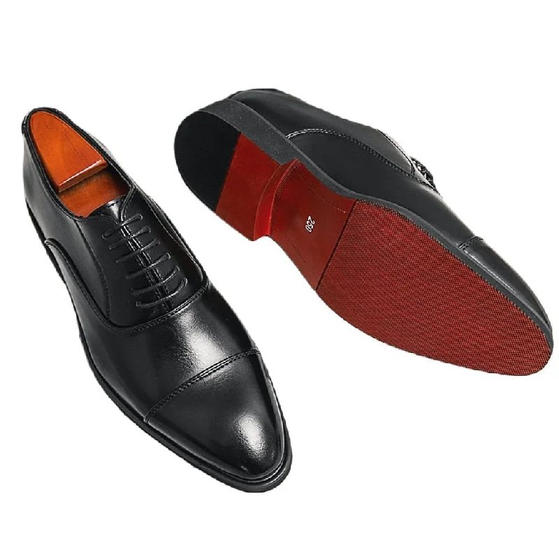 Men's leather formal Oxford shoes with a cap toe Men's leather formal Oxford shoes with a cap toe il Rosso 2 -  Red Bottom sole leather Oxford Dress Shoes