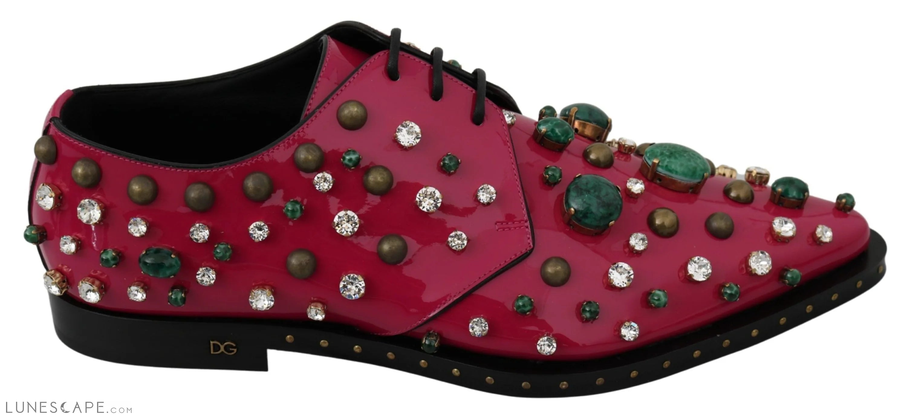Men's leather formal Oxford shoes with a cap toe Men's leather formal Oxford shoes with a cap toe Dolce & Gabbana Fuchsia Pink Crystal Patent Flats