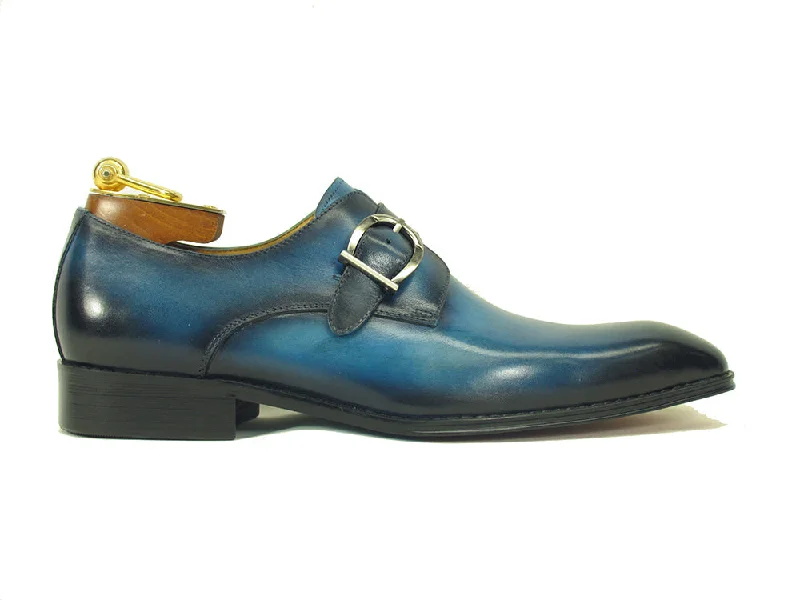 Men's formal shoes with a buckle closure Men's formal shoes with a buckle closure Carrucci Buckle Monk Strap KS503-35 - Blue