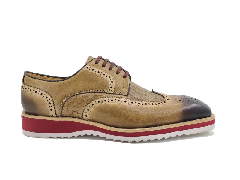 Men's formal shoes with a double monk strap Men's formal shoes with a double monk strap Carrucci KS515-35 Gorgeous Lace-up Oxford - Camel