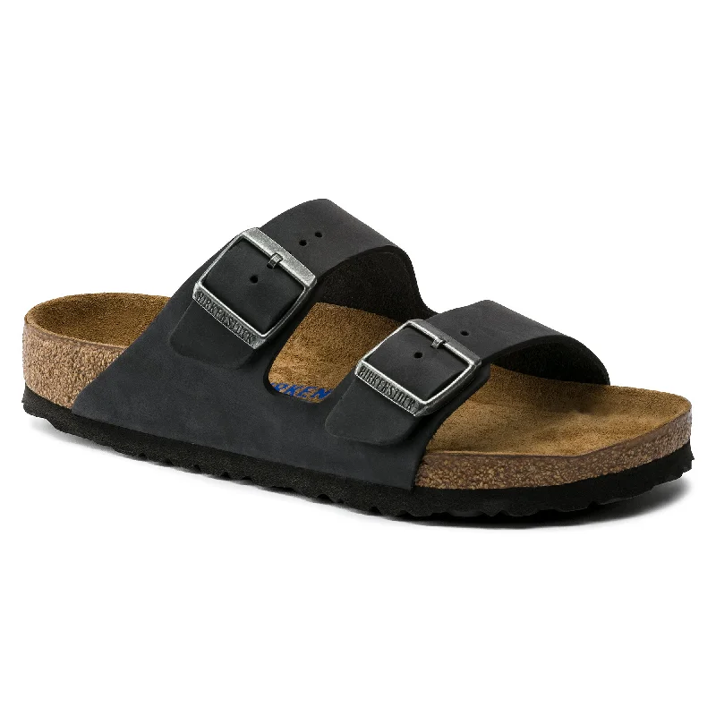 Men's sandals with a durable outer soleArizona Black Oil Soft Footbed