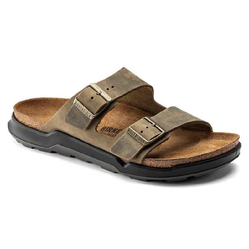 Men's sandals in a neutral color like black or brownBirkenstock Arizona Rugged Oiled Faded Khaki Men's