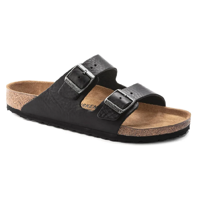Men's sandals with a decorative buckle or charmBirkenstock Arizona Grip Leather Vintage Wood Black Men's
