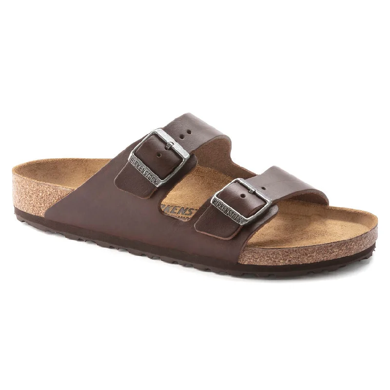 Men's sandals with a rubber sole for tractionBirkenstock Arizona Grip Leather Vintage Wood Roast Men's