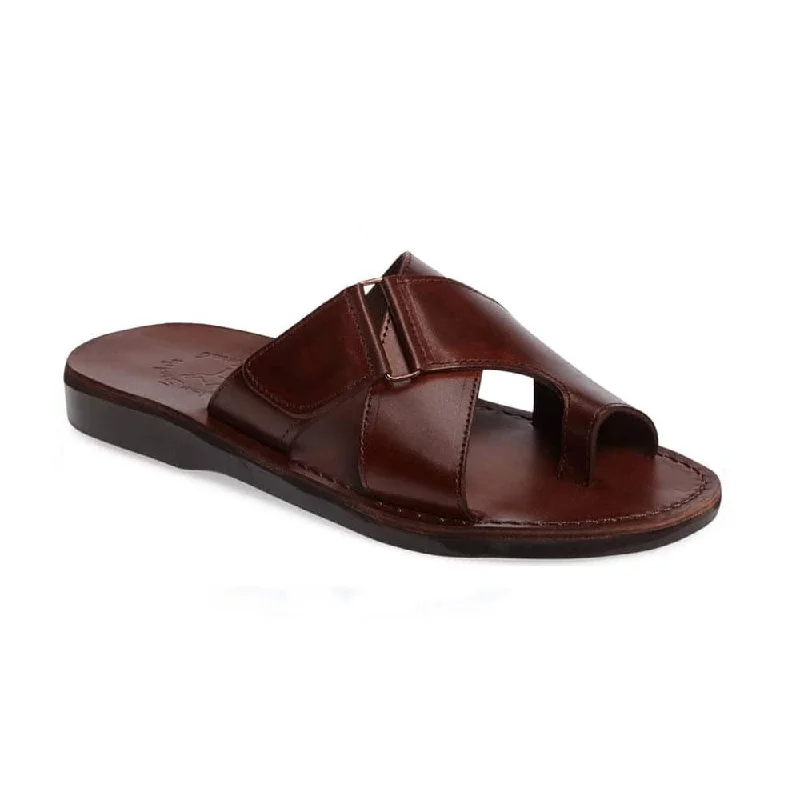 Men's sandals with a durable outer soleAsher - Leather Slide On Sandal | Brown
