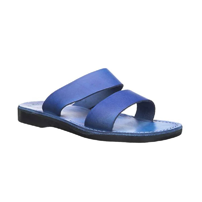 Men's sandals with a durable outer soleAviv - Leather Double Strap Sandal | Blue