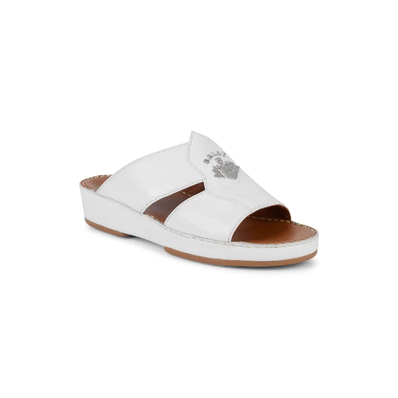 Men's sandals with a padded heelBally Hakman Men's 6211914 White Grained Leather Sandals