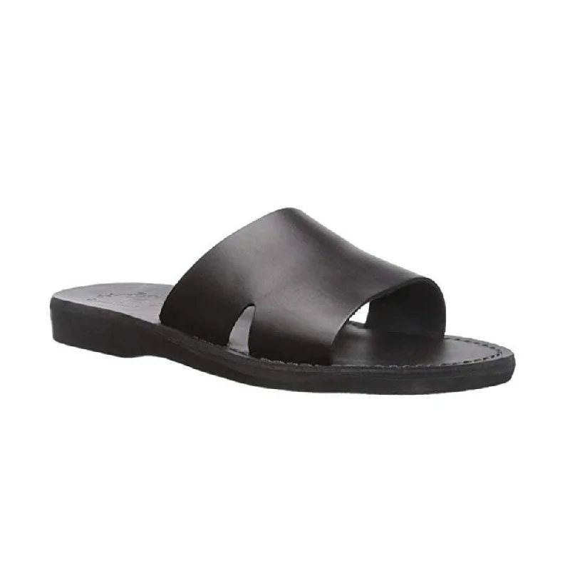 Men's sandals with a pointed toe for a stylish lookBashan - Leather Wide Strap Slide Sandal | Black