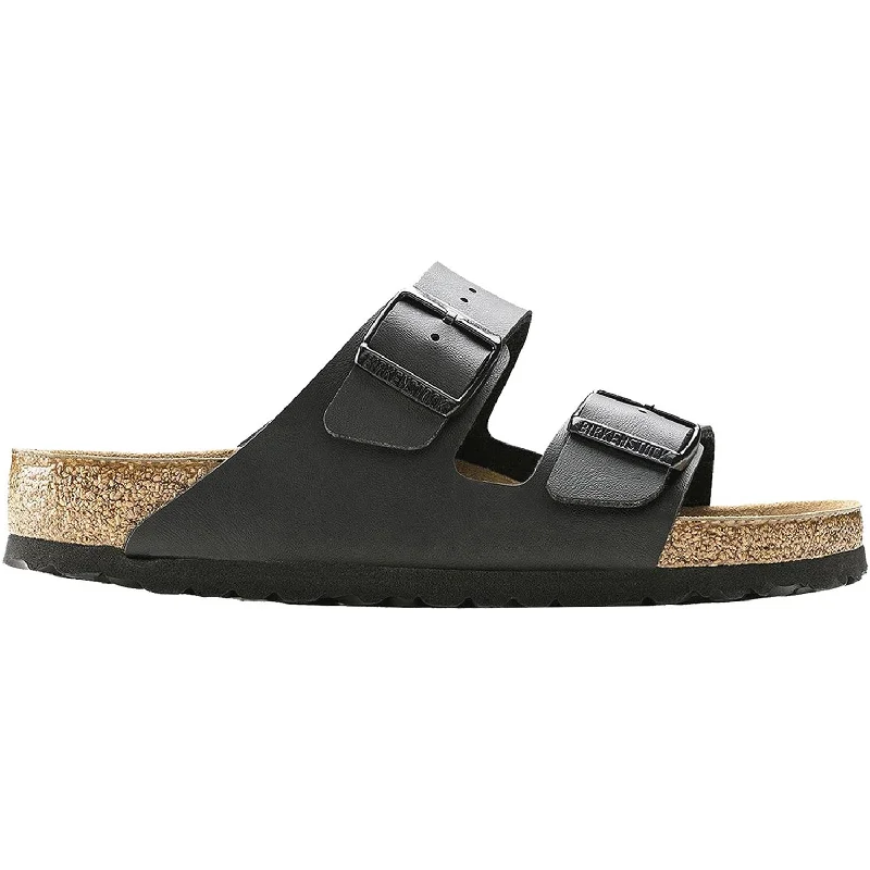 Men's sandals with a decorative buckle or charmUnisex Birkenstock Arizona Soft Footbed Black Birko-Flor