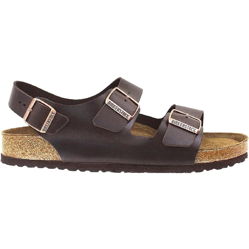 Men's sandals with a cushioned footbedUnisex Birkenstock Milano Soft Footbed Brown Amalfi Leather