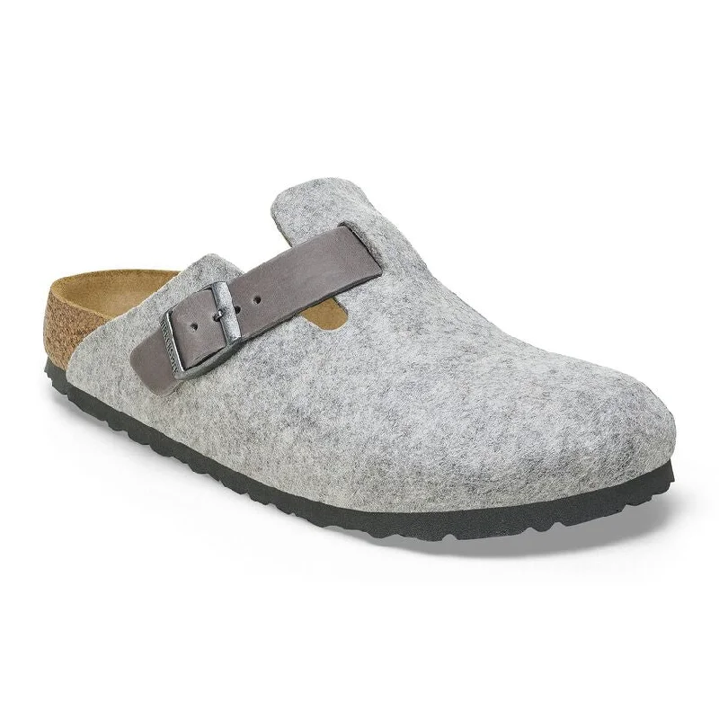 Men's sandals with a wide strap for supportBoston Felt Leather Regular (Light Grey)